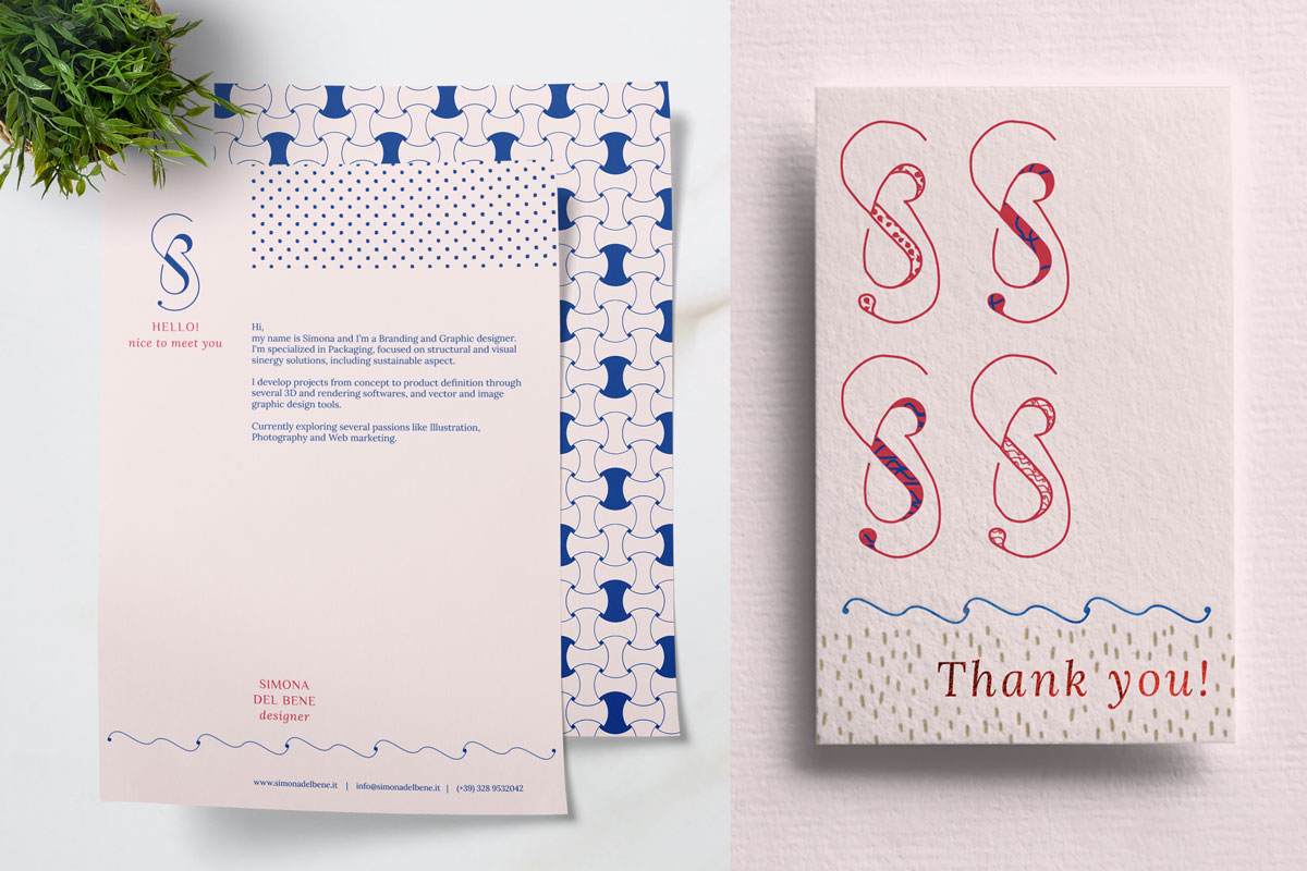 carta intestata fronte retro e thank you card